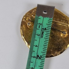 VTG 1990 Peggy Yunque NYC Brooch Two Faces Greek Style Roman Phalerae Gold Tone