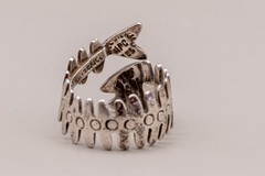 Vintage Taxco Mexico 925 Sterling Silver Fish Skeleton Wrap Bypass Ring Eagle 3