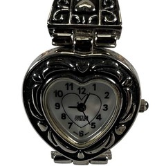 Heart Watch Silver Tone Stretch Bracelet Vintage Style