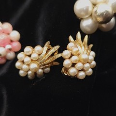 VINTAGE BEADED CLIP ON EARRINGS LOT ONE SIGNED WEST GERMANY