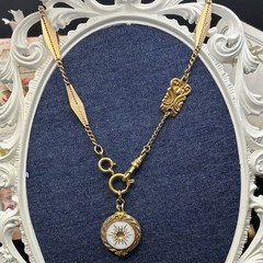 Vintage 12k Gold Filled Pocket Watch Fancy Link Chain FOB,Swivel Dog Clip, Czech