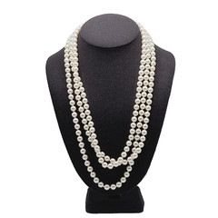 Classic Faux Pearl Long Opera Length Knotted Off White Luminous Necklace 72 inch