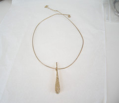 Dallas Prince Gold on Sterling Silver Modernist Marcasite Pendant Necklace