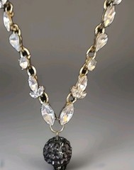 Vintage Sugarfix Necklace Boho Lariat Tassel Clear Rhinestones/Black Goth 36″