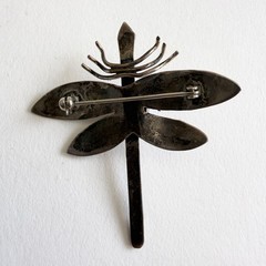 Vintage Southwestern Dragonfly Brooch Turquoise Sterling Silver Pin