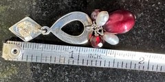 Vintage 925 Sterling Silver Marcasite Burgundy Dangle Earrings