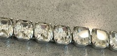Eisenberg ICE Signed Bracelet Rhinestone 7” W/Safety Chain Rhodium Plated