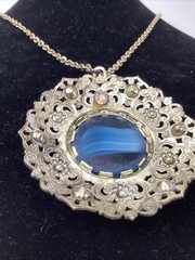 Vintage MCM Domed Necklace Blue Marbled Amazing Necklace – Germany