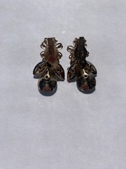 Vintage CORO Blue Stone Circle Brooch Pin and Clip on Earrings Set Signed