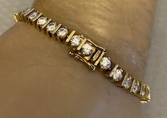 925 Vermeil CZ Tennis Bracelet 6ct Gold over Sterling Silver Line 7.25″