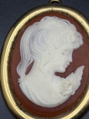 Vintage Cameo Brooch Pin Pendant Lot Of 6 One Carve Shell Lady In Profile