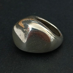 Chunky Sculptural Sterling Silver Ring Modernist Asymmetrical Puffy Bold 925 VTG