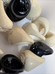Vintage Anna Sui Ring Lot Of 21 Art deco Style Black & White All Marked Rare!