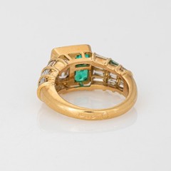 80s Portuguese Emerald 1.50ct Diamond Ring 19k Yellow Gold Sz 4.75 Fine Jewelry