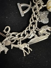 Signed Judy Lee Vintage 12 Charm Bracelet Travel Some Sterling