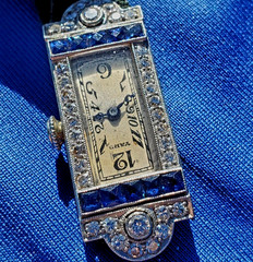 ORIGINAL Art Deco Raymond YARD Antique Diamond Sapphire Platinum Gatby era Watch