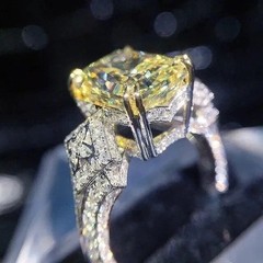 4.02Ct Emerald Cut Lab-Created Citrine Diamond Engagement 14K White Gold FN Ring