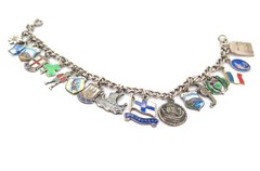 .Vintage Sterling & .800 Silver Charms From Around The World Bracelet 27.2g