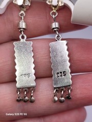 Vintage Sterling Silver Eilat Stone Earrings Drop Dangle Clipon Made In Israel