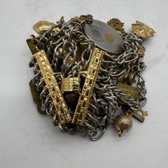 Maximal Art Bracelet Watches Multi Charms Chains Gold Tone 7″