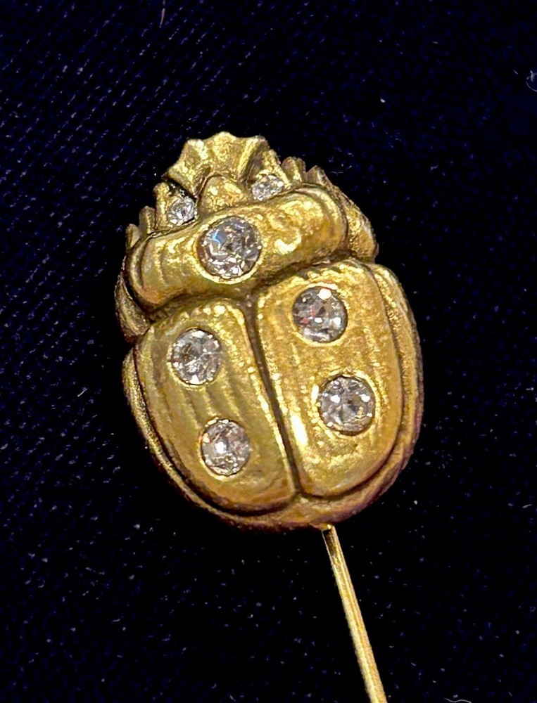 MMA Metropolitan Museum Of Art Goldtone Scarab Stickpin w/Swarovski Crystals