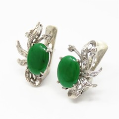 NYJEWEL White Gold Jadeite A Jade Diamond Earrings