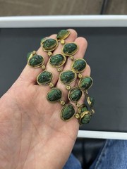 VICTORIAN EGYPTIAN REVIVAL SCARAB BEETLE NECKLACE – GILDED SILVER – 22″ L