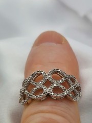 Vintage Sterling Natural Diamond 1.00ct Open Lattice Weave Band Ring Sz9 3.0 Gr