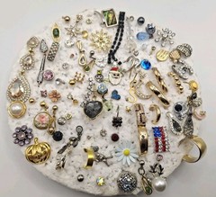 Lot of Small singles Rhinestone Earrings Post Pierced back Clear & multicolor