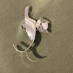 Vintage BEAU Sterling Modernist CAT Brooch Mid Century Articulated Pin Signed