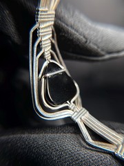 Vintage 950 Sterling Silver Black Onyx Wire Bracelet Handmade Modernist 5.5″