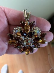 Juliana D&E Book Piece Iridescent AB Layered Flower Pendant /Brooch Marquise