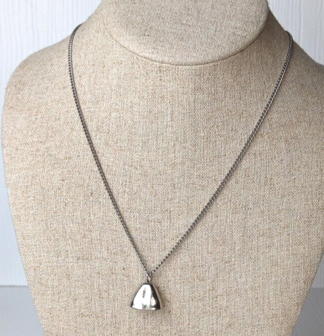 Vintage necklace chain with silver tone bell charm pendant 18″ length