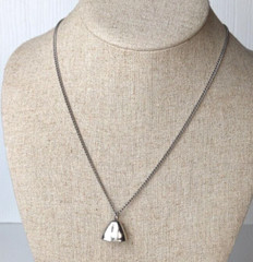 Vintage necklace chain with silver tone bell charm pendant 18″ length
