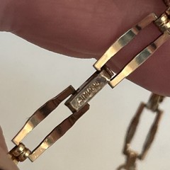 VTG Simmons Art Deco Bracelet Red Faceted Glass 10k Gold Filled Links Signed