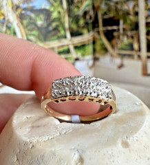 Ladies ESTATE 10k Yellow Gold NATURAL Diamond Double Row Ring band
