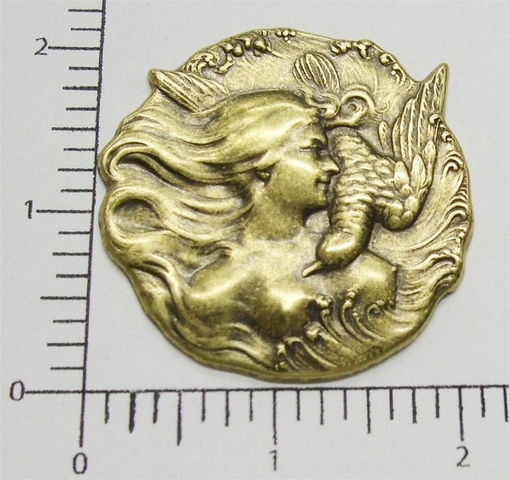 15053 Brass Oxidized Victorian Woman w/Dove Jewelry Finding