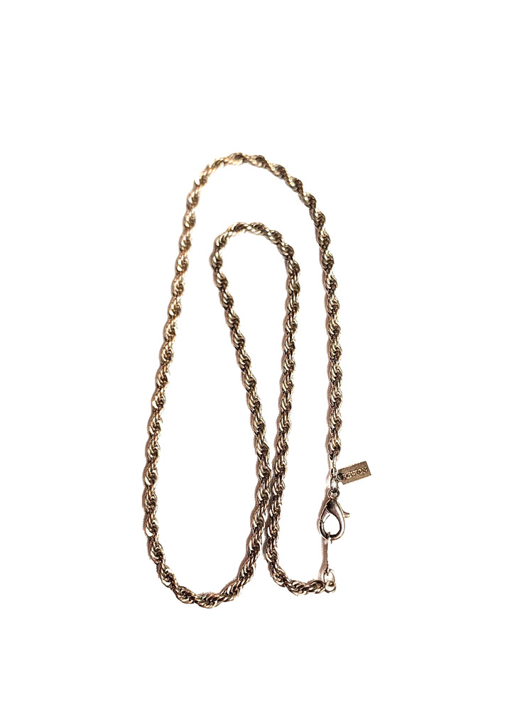 Vintage Revlon Rope Twisted Chain Necklace 18″ Silver Tone Costume 4mm Wide GUC