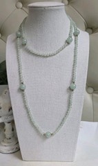Vintage Jadeite Jade Endless Bead Necklace 35” Celadon Estate Hand Strung