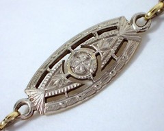Antique Art Deco 5.6g SOLID 14k Yellow White Gold Two Tone Filigree Bracelet