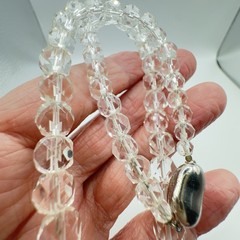 Vintage Rock Crystal Quartz (tested) Graduated Faceted Beads 17″ 4.3mm-9.5mm