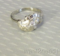 estate 14K White Gold Diamond Ring 50s MCM Swirl Natural 5-Stone .25ct size 7.5