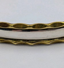 Vtg Sterling Silver & Brass Plated Scalloped Edge 2-Tone Cuff 925 Bracelet – 7″