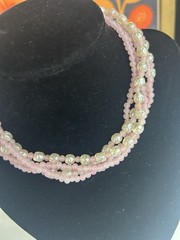 Miriam Haskell Pink Glass Bead And Faux Pearl Necklace/choker