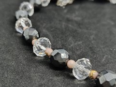 Vintage Magnetic Necklace with Faceted Hematite Beads and Crystal, 1970s