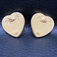 Vintage Rhinestone Heart Earrings Faux Pearl Gold Tone Posts 80s 90s Signed JS