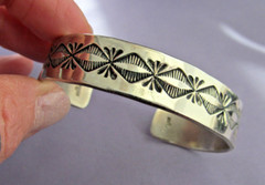 VINTAGE OLD PAWN Richard Begay Navajo Sterling Deep Stamped Wide Cuff Bracelet