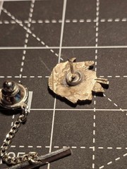 Vintage Native American Indian Head Tie Tack Lapel Pin w/ Chain Buffalo Nickel