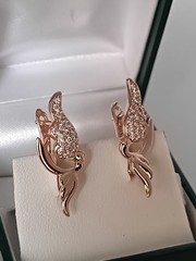 Vintage 1990-s 14 Ct Rolled Gold Zircons Earrings-Hallmarked 585 RG