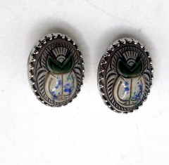 Vintage Whiting and Davis scarab Egyptian revival clip on earrings rare